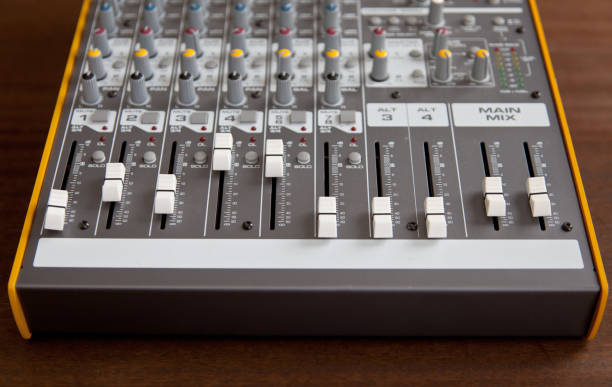 istock Audio studio sound mixer equalizer board faders sliders 974180344