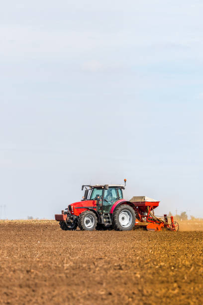 istock Farmer seeding, sowing crops at field. 974185302