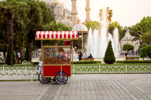 istock Turkish Bagel Simit sale on nostalgia car 974191508