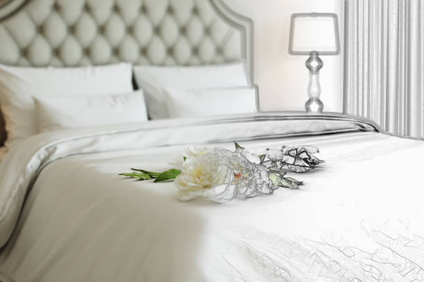 istock Sketch of a bedroom to become a real interior 974192986
