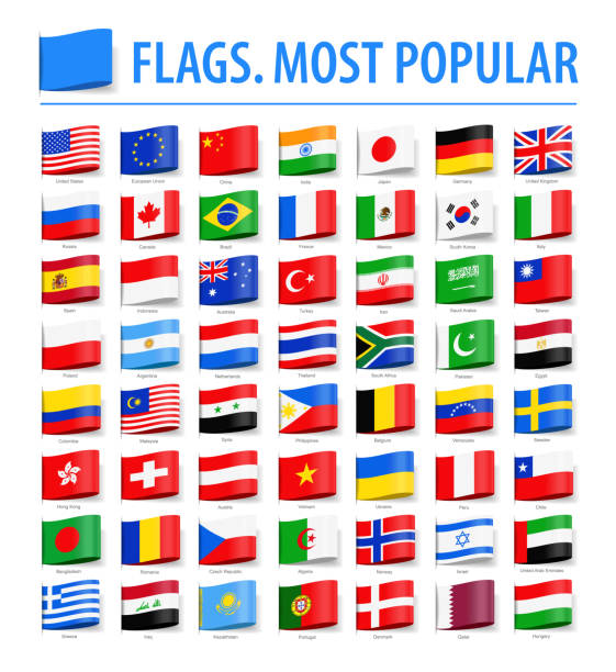 World Flags - Vector Tag Label Flat Icons - Most Popular World Flags - Vector Tag Label Flat Icons - Most Popular australian flag flag australia british flag stock illustrations