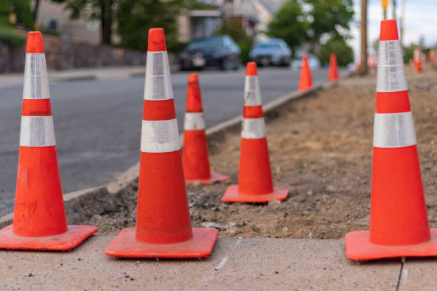 istock Traffic red cones on street warning construction works 974208698
