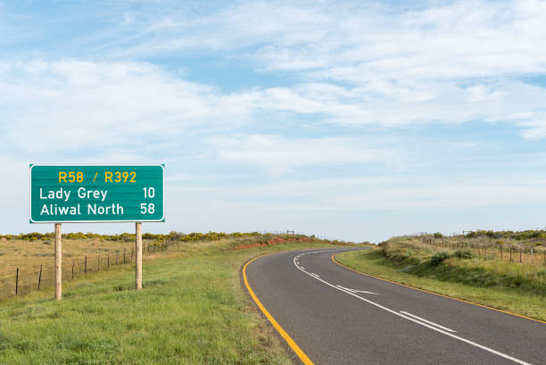 istock Distance sign between Lady Grey and Barkly East 974210324