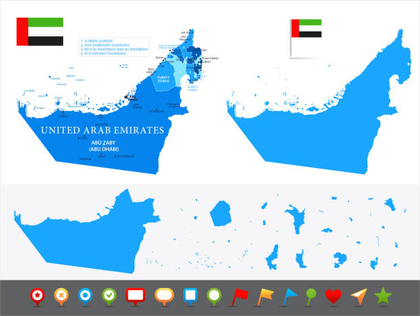 Map of United Arab Emirates - Infographic Vector Map of United Arab Emirates - Infographic Vector illustration united arab emirates flag map stock illustrations