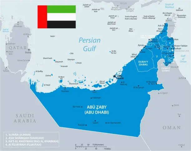 Vector illustration of 33 - United Arab Emirates - Blue Gray 10