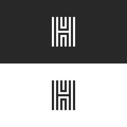 Logo H letter modern monogram, parallel lines simple design element for typography, linear emblem