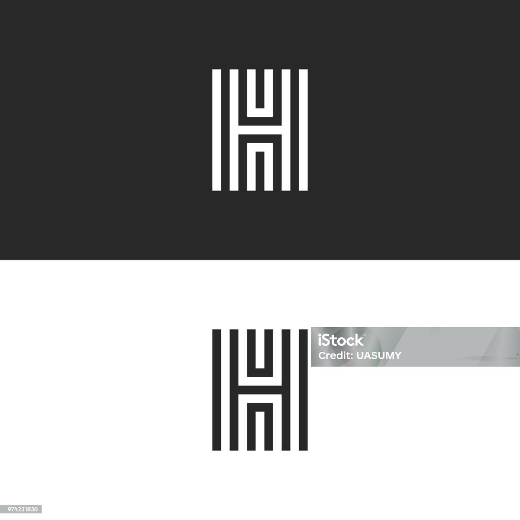 Logo H letter modern monogram, parallel lines simple design element for typography, linear emblem Logo stock vector