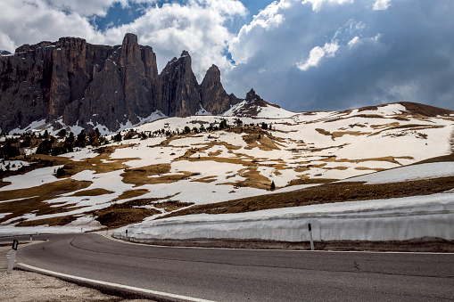 Road to Pass Sella, Dolomites, Italy, European Alps,no logos,Nikon D850