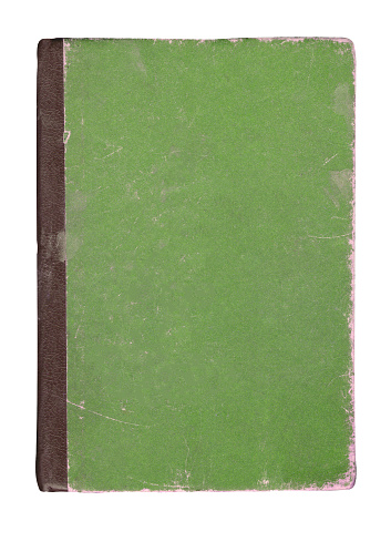 Vista superior del cuaderno verde. Libro verde aislado photo