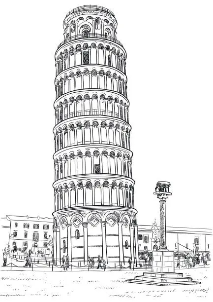 Vector illustration of Leaning Tower of Pisa