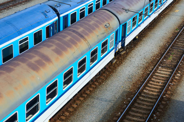 istock Train at the railway station. View from above 974260978