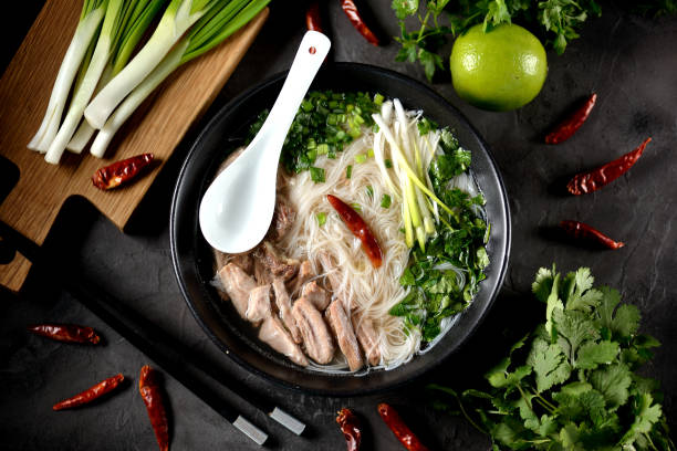 raditional Vietnamese soup Pho with beef stock photo