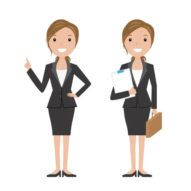 Vector illustration of business woman set