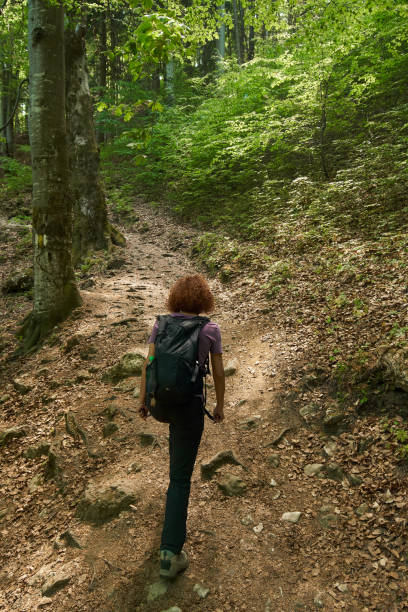 istock Woman hiking on a mountain trail 974279896