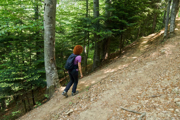 istock Woman hiking on a mountain trail 974279948