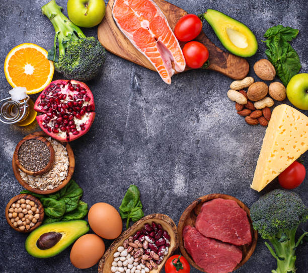 istock Meat, fish, legumes, nuts and vegetables. 974299630