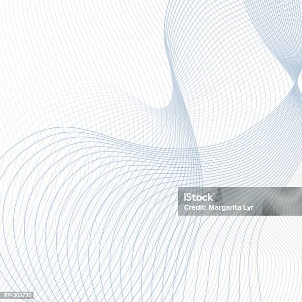 Vector Curved Crisscross Lines On White Background Abstract Squiggly Waveforms With Text Place Contemporary Template In Light Blue And Gray Tones Waving Line Art Design For Scientific Concept Futuristic Wave Pattern Eps10 Illustration Stock Illustration - Download Image Now