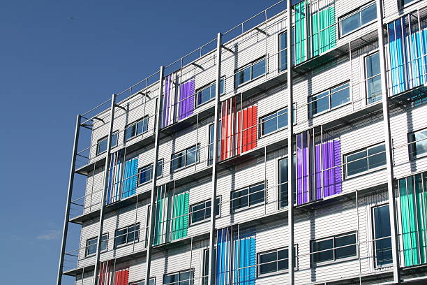 Colorful office building stock photo
