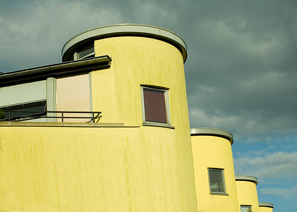 Yellow tower houses stock photo