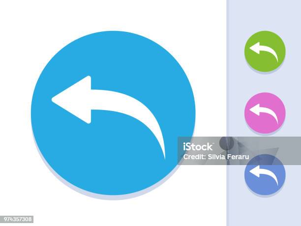 Undo Round Glyph Buttons Stock Illustration - Download Image Now - Back Arrow, Push Button, Arrival