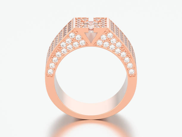 istock 3D illustration rose gold diamond signet ring 974378032