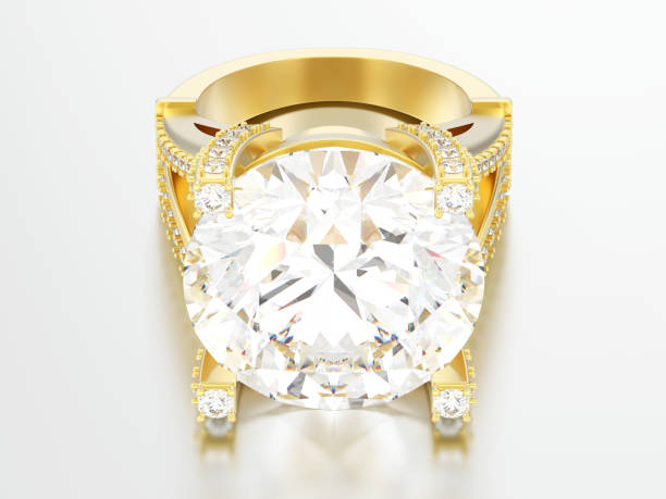 istock 3D illustration gold solitaire engagement decorative diamond ring 974378038