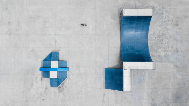 Top view of a skateboard park.