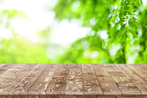 istock Rustic wooden table vintage style in perspective 974486574