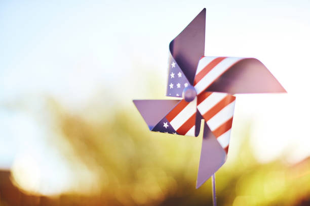 Patriotic pinwheel in summer sunshine