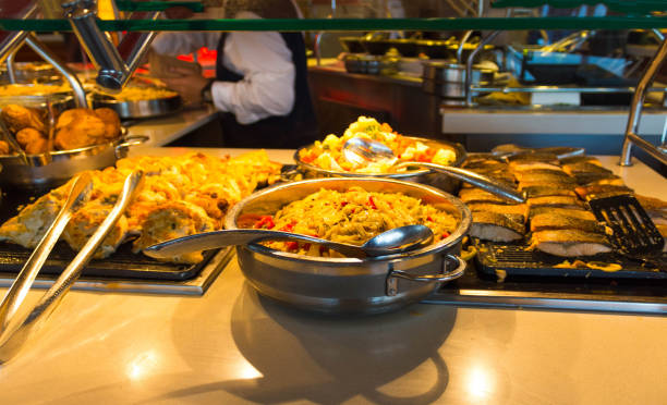 istock Dining Room Buffet aboard the luxury abstract cruise ship 974543982