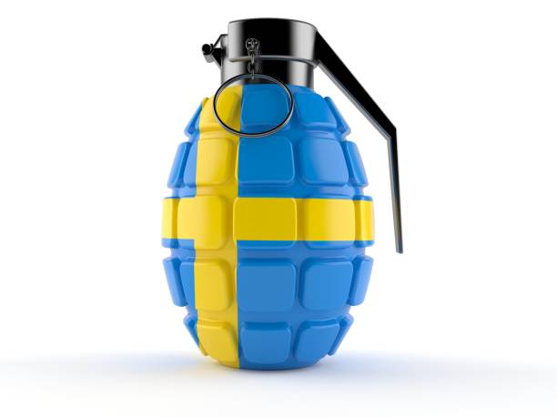istock Hand grenade with swedish flag 974579102
