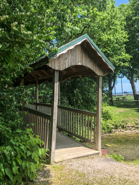 istock Wooden covered bridge in park in Ohio 974591236