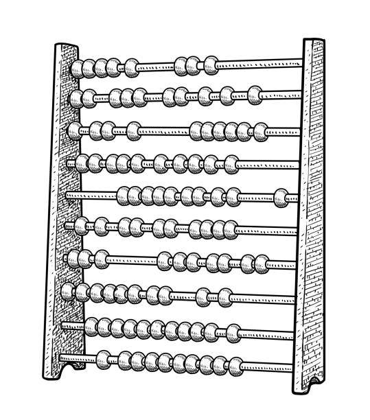 abacus-illustration, zeichnung, gravur, tinte, strichzeichnungen, vektor - abakus rechentafel stock-grafiken, -clipart, -cartoons und -symbole