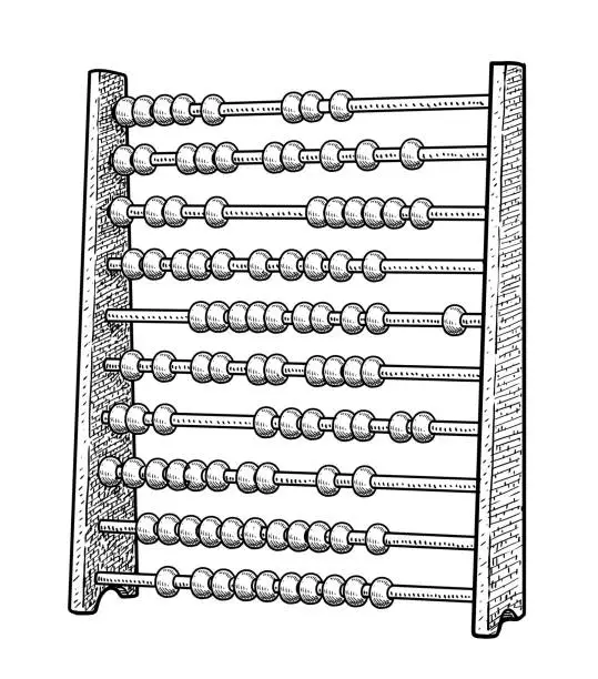 Vector illustration of Abacus illustration, drawing, engraving, ink, line art, vector