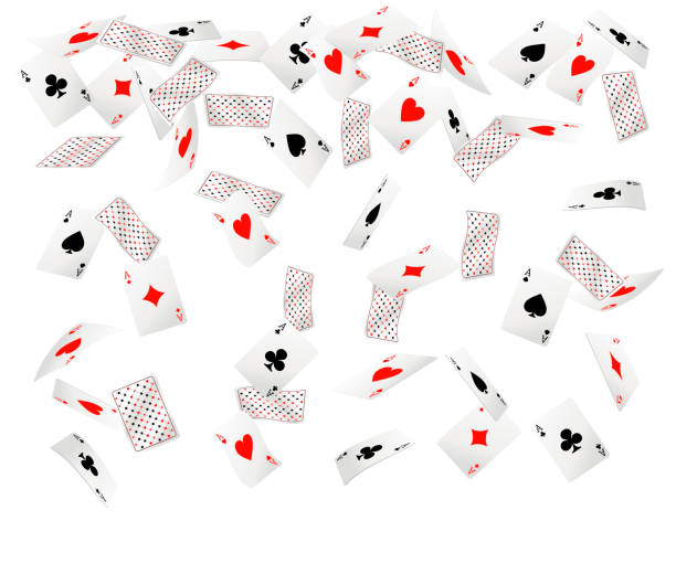 istock Set of ace playing cards. Falling playing cards. Back side design. Vector illustration isolated on white background. Web site page and mobile app design 974620806