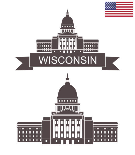 State of Wisconsin. Wisconsin state capital EPS 10. Vector illustration wisconsin state capitol building stock illustrations