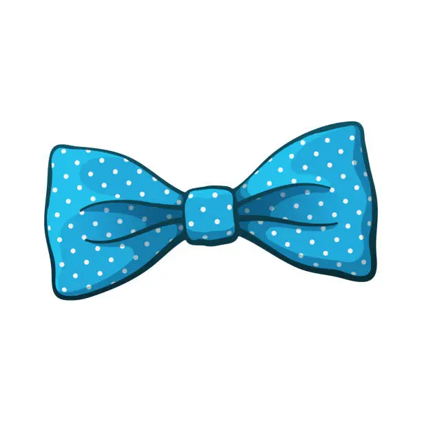 Vector illustration of Illustration of blue bow tie with print a polka dots