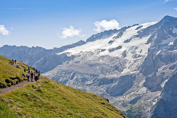 istock Hiking Path and Marmolada Mountain, Dolomites in Summer 97465551