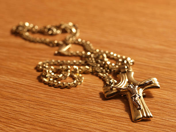 istock Gold Cross on Wood 97466839