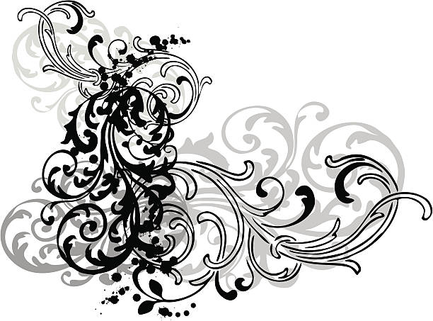 tło grunge swirls - dirty floral pattern scroll ornate stock illustrations