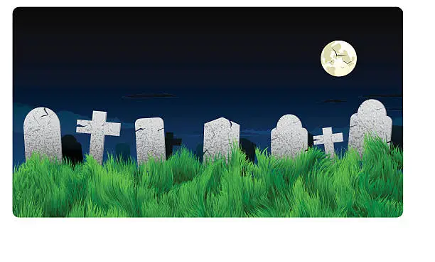 Vector illustration of Halloween Graveyard and Tombstone Background
