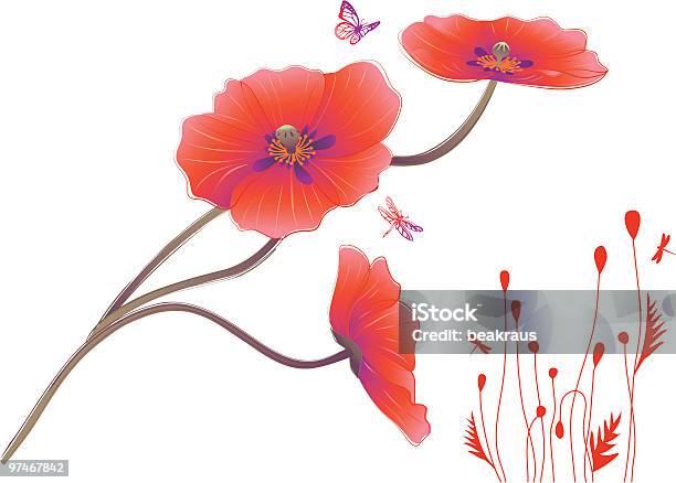 Poppies 0명에 대한 스톡 벡터 아트 및 기타 이미지 - 0명, 곤충, 꽃 나무