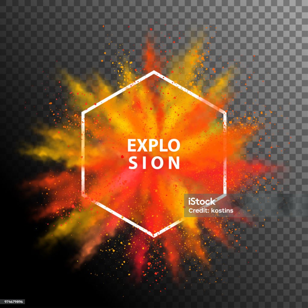 Vector colorful explosion Vector background of red colored powder explosion. Abstract multicolored banner Exploding stock vector