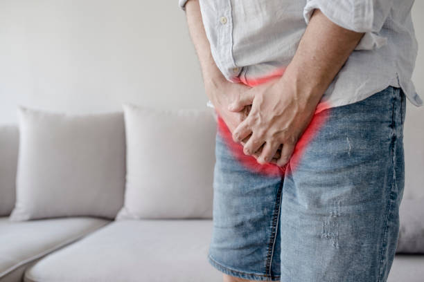 istock Boy is suffering and holding his genitals on white background with copy space 974679976