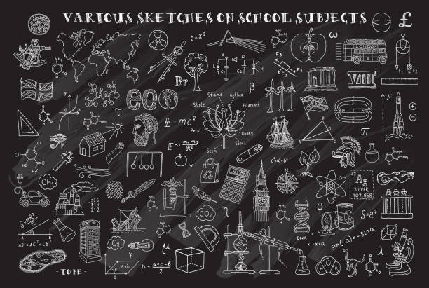 Various sketches on school subjects. Hand sketches on the theme of Maths and geometry. Chalkboard. Vector illustration. Doodle set. Various sketches on school subjects. Hand sketches on the theme of Maths and geometry. Chalkboard. Vector illustration. Doodle set. english culture illustrations stock illustrations