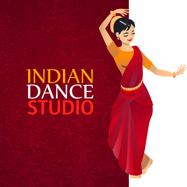 szablon indyjskiego studia tańca - bharata natyam illustrations stock illustrations