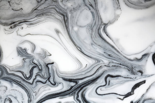 istock Pattern made of white and black paint mixed in water 97468935