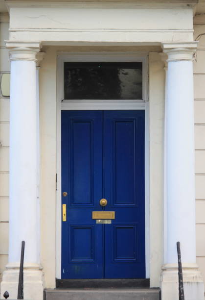 Colourful british style squared front door Colourful british style squared front door notting hill stock pictures, royalty-free photos & images