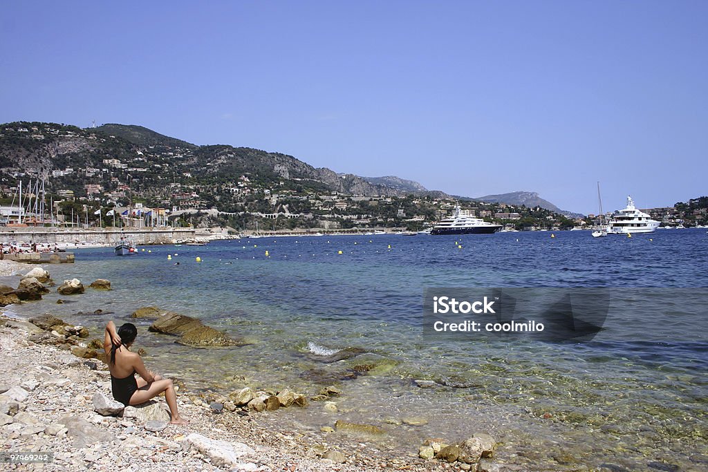 Frau am Strand - Lizenzfrei Côte d'Azur Stock-Foto