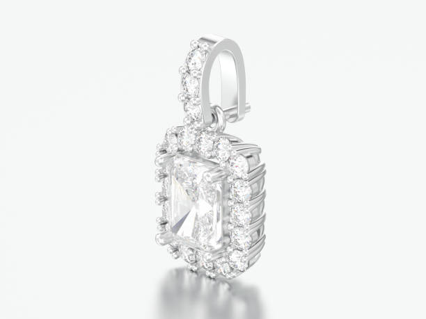 istock 3D illustration decorative white gold or silver diamond necklace 974694260